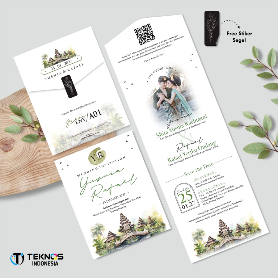 UNDANGAN PERNIKAHAN GREEN ENVELOPE - UNDANGAN SEMI AMPLOP COLOUR SIMPLE - Gambar 2