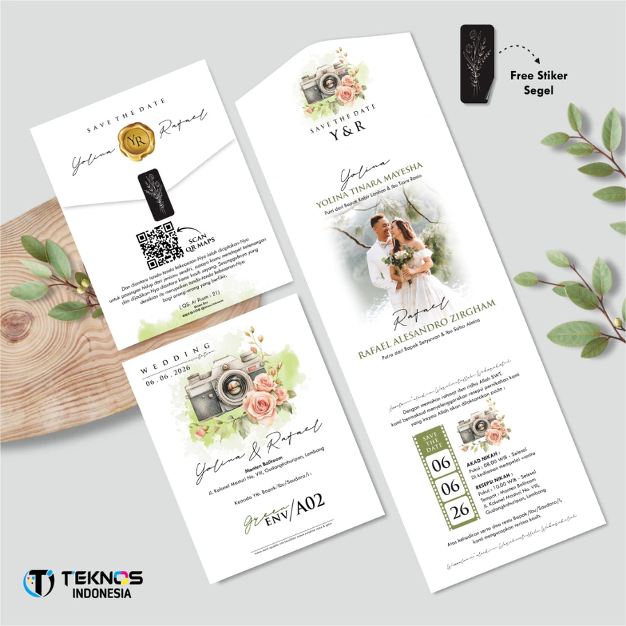 UNDANGAN PERNIKAHAN GREEN ENVELOPE - UNDANGAN SEMI AMPLOP COLOUR SIMPLE - Gambar 3