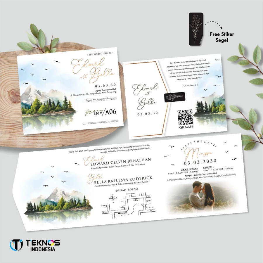 UNDANGAN PERNIKAHAN GREEN ENVELOPE - UNDANGAN SEMI AMPLOP COLOUR SIMPLE - Gambar 7