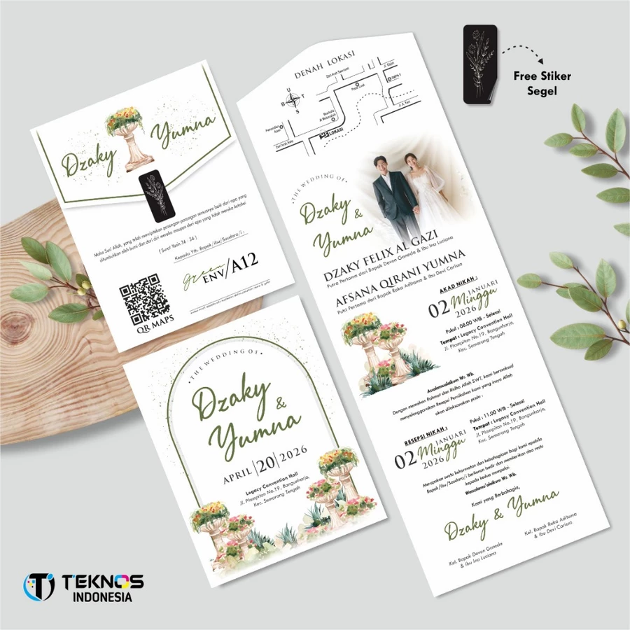 UNDANGAN PERNIKAHAN GREEN ENVELOPE - UNDANGAN SEMI AMPLOP COLOUR SIMPLE - Gambar 13