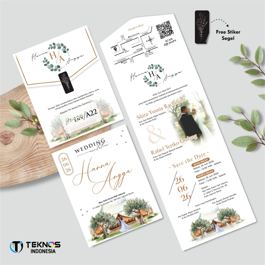 UNDANGAN PERNIKAHAN GREEN ENVELOPE - UNDANGAN SEMI AMPLOP COLOUR SIMPLE - Gambar 23