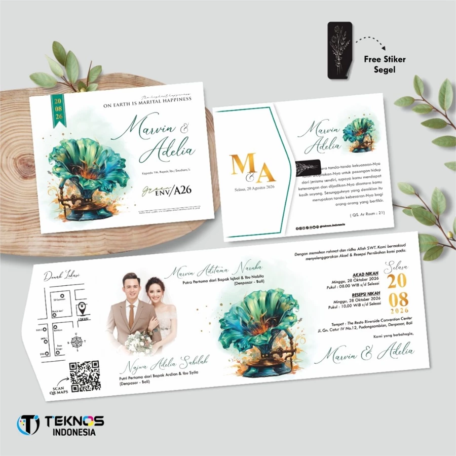 UNDANGAN PERNIKAHAN GREEN ENVELOPE - UNDANGAN SEMI AMPLOP COLOUR SIMPLE - Gambar 27