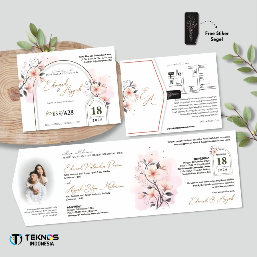 UNDANGAN PERNIKAHAN GREEN ENVELOPE - UNDANGAN SEMI AMPLOP COLOUR SIMPLE - Gambar 29