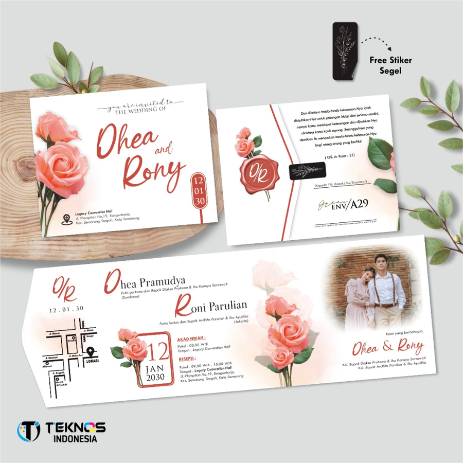UNDANGAN PERNIKAHAN GREEN ENVELOPE - UNDANGAN SEMI AMPLOP COLOUR SIMPLE - Gambar 30