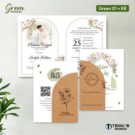 UNDANGAN PERNIKAHAN CUSTOM FULL COLOUR - UNDANGAN NIKAH GREEN AMPLOP KRAFT ROUND SERIES