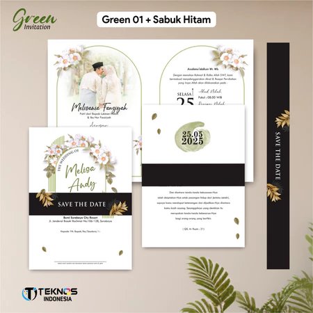 UNDANGAN PERNIKAHAN GREEN COLOUR AESTHETIC - UNDANGAN NIKAH GREEN SABUK SERIES