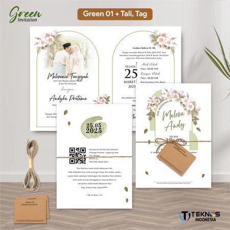 UNDANGAN PERNIKAHAN CUSTOM FULL COLOUR - UNDANGAN NIKAH GREEN HANGTAG SERIES