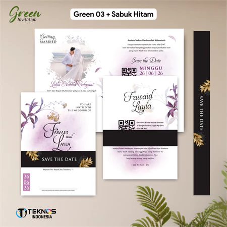 UNDANGAN PERNIKAHAN GREEN COLOUR AESTHETIC - UNDANGAN NIKAH GREEN SABUK SERIES - Gambar 3