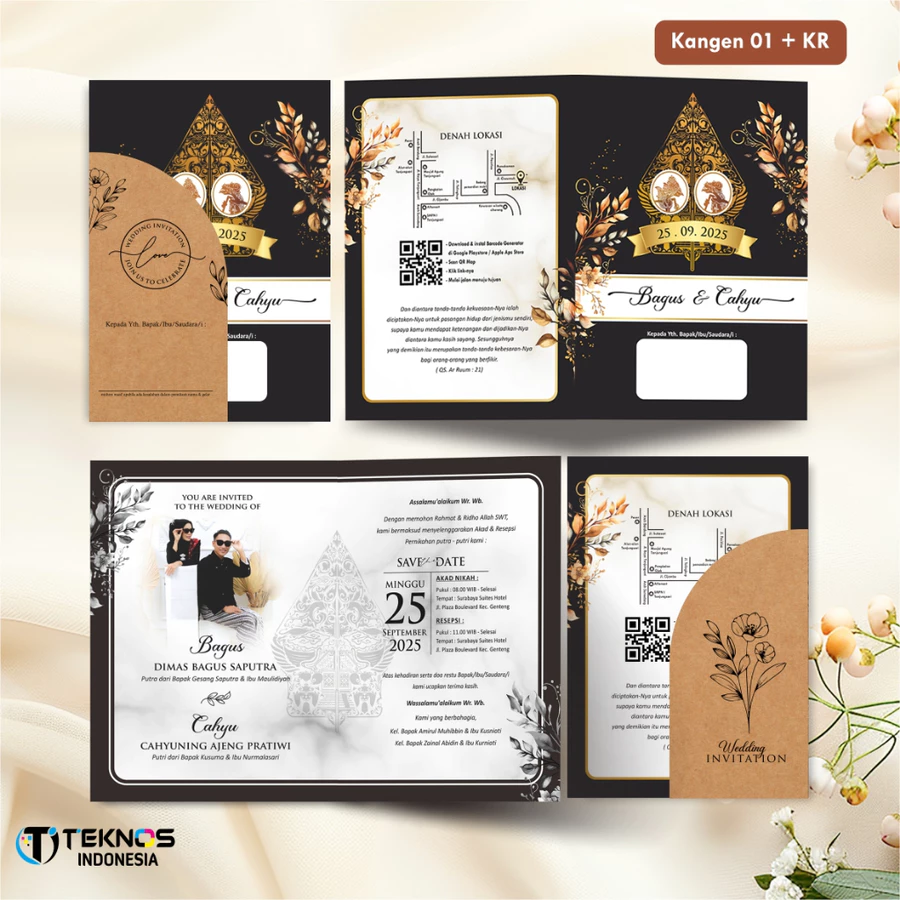UNDANGAN PERNIKAHAN BLANGKO FULL COLOUR - UNDANGAN NIKAH KASIH AMPLOP KRAFT ROUND SERIES - Gambar 2