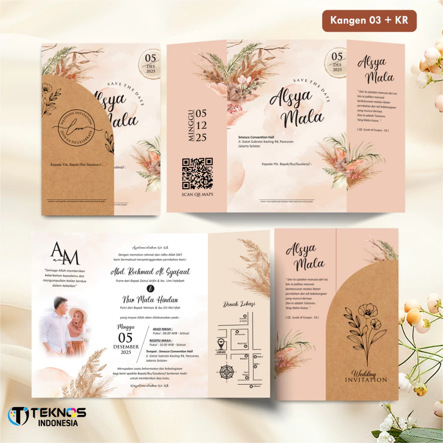 UNDANGAN PERNIKAHAN BLANGKO FULL COLOUR - UNDANGAN NIKAH KASIH AMPLOP KRAFT ROUND SERIES - Gambar 3