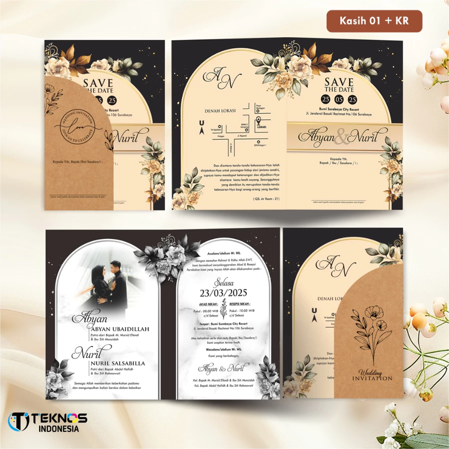 UNDANGAN PERNIKAHAN BLANGKO FULL COLOUR - UNDANGAN NIKAH KASIH AMPLOP KRAFT ROUND SERIES - Gambar 5