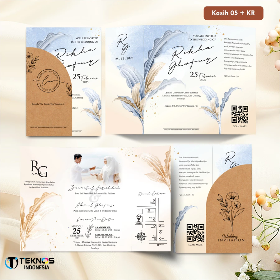 UNDANGAN PERNIKAHAN BLANGKO FULL COLOUR - UNDANGAN NIKAH KASIH AMPLOP KRAFT ROUND SERIES - Gambar 8