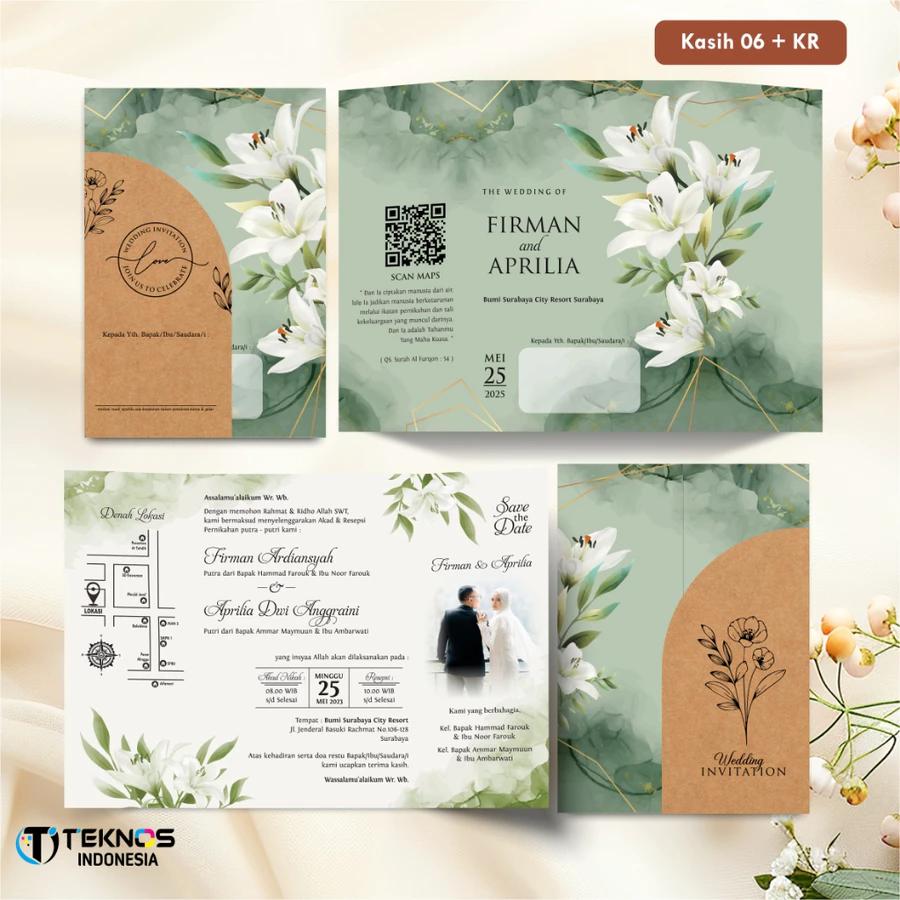 UNDANGAN PERNIKAHAN BLANGKO FULL COLOUR - UNDANGAN NIKAH KASIH AMPLOP KRAFT ROUND SERIES - Gambar 9