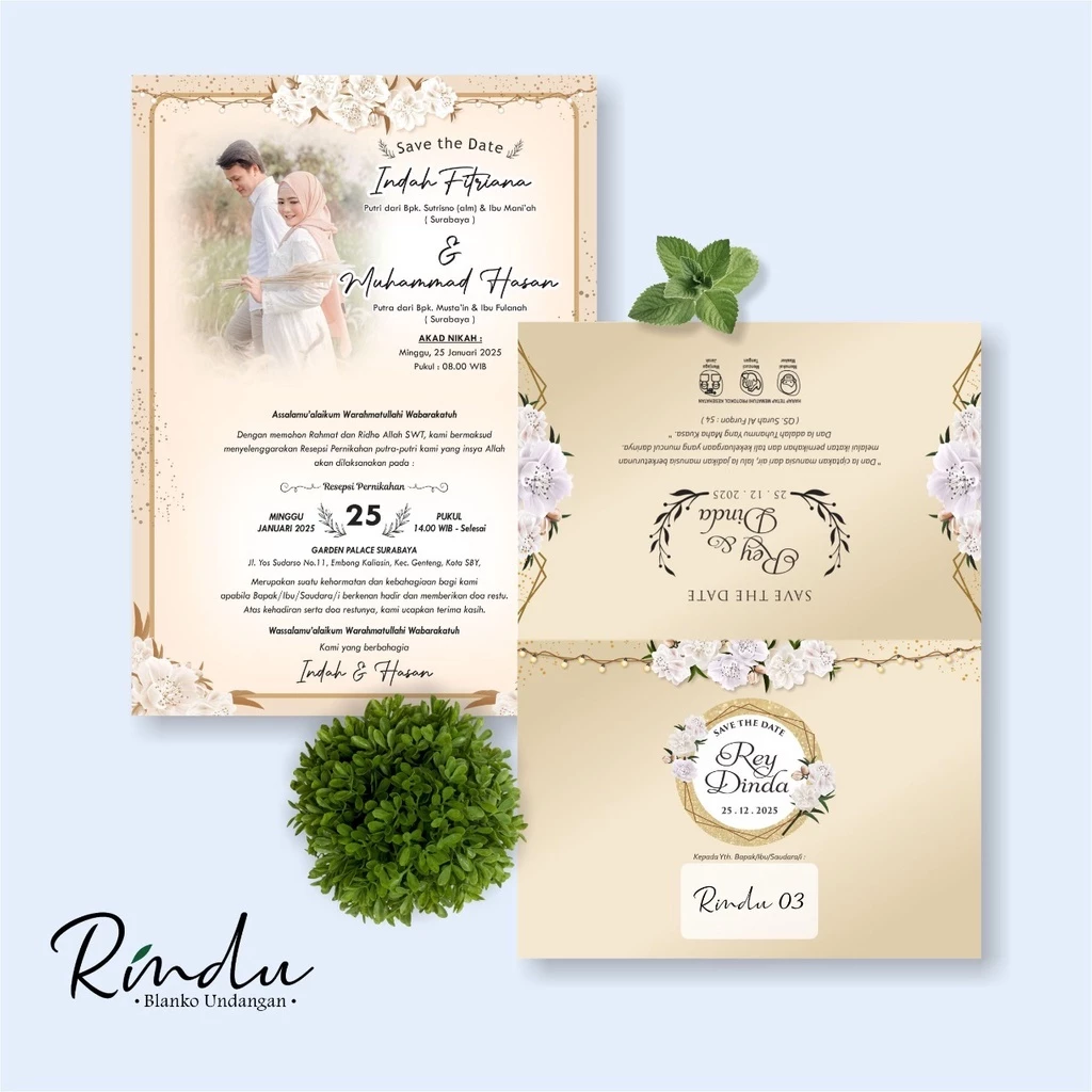 CETAK UNDANGAN PERNIKAHAN ELEGAN MURAH - RINDU - Gambar 13