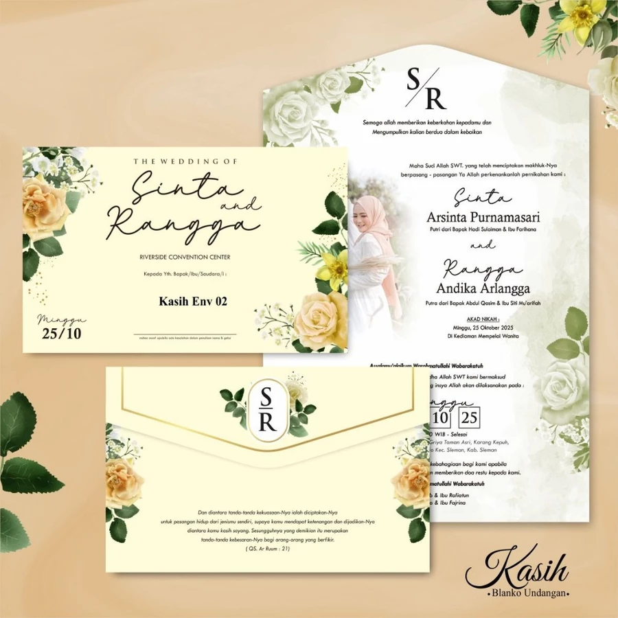 UNDANGAN PERNIKAHAN KASIH ENVELOPE - UNDANGAN SEMI AMPLOP COLOUR SIMPLE - Gambar 3
