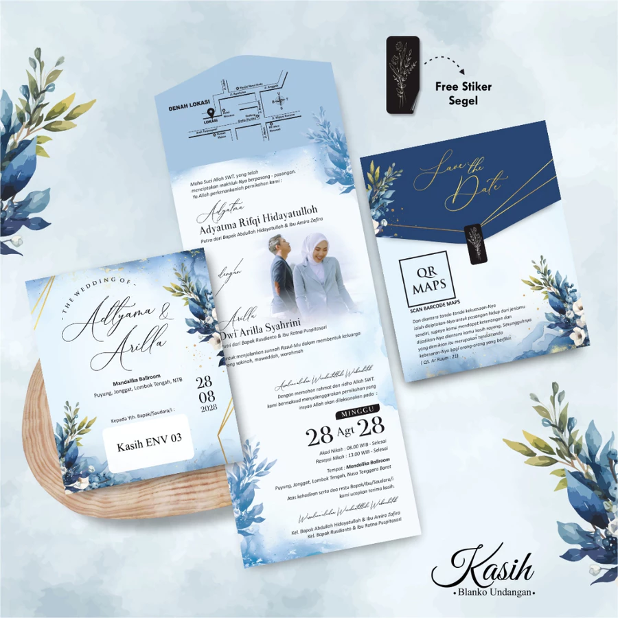 UNDANGAN PERNIKAHAN KASIH ENVELOPE - UNDANGAN SEMI AMPLOP COLOUR SIMPLE - Gambar 4