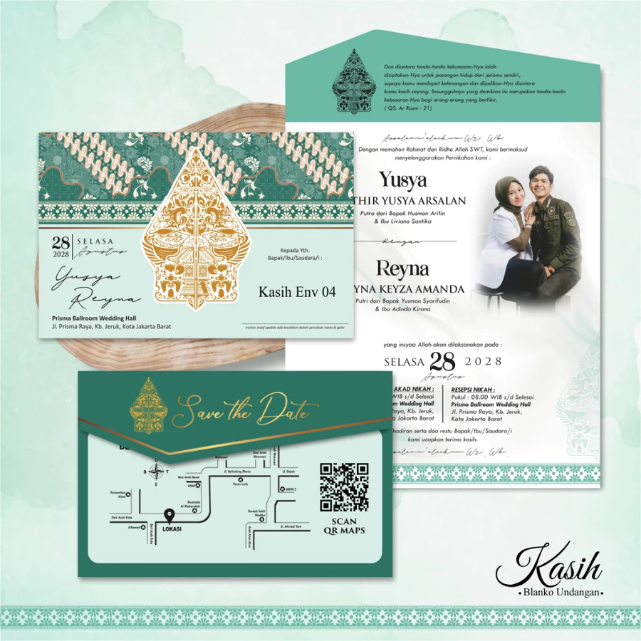 UNDANGAN PERNIKAHAN KASIH ENVELOPE - UNDANGAN SEMI AMPLOP COLOUR SIMPLE