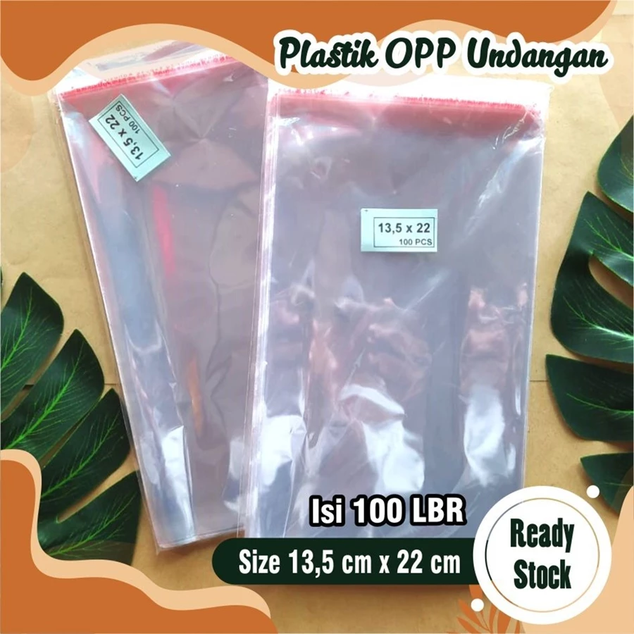 (100Pcs) Plastik OPP Undangan 13,5 x 22 Cm