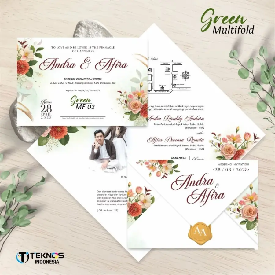 CETAK UNDANGAN PERNIKAHAN - UNDANGAN NIKAH GREEN MF COLOUR - UNDANGAN UNIK SIMPLE