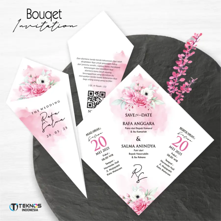 UNDANGAN PERNIKAHAN UNIK BUKET BUNGA - UNDANGAN WEDDING AESTHETIC BOUQET INVITATION