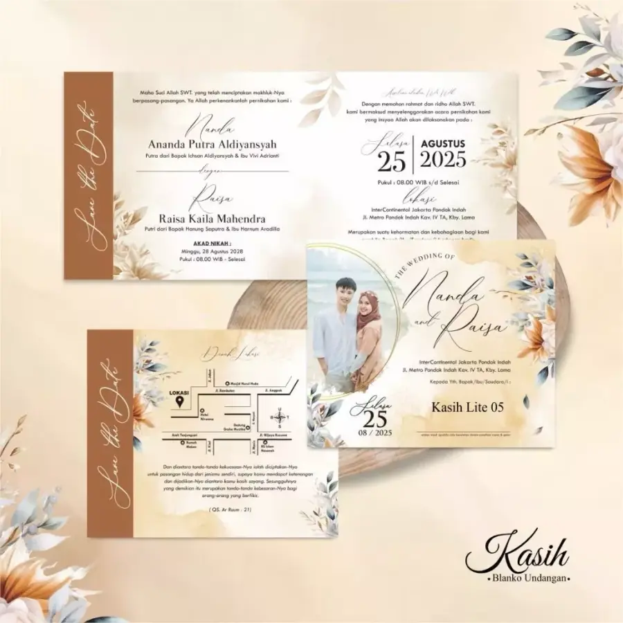 Undangan Pernikahan Murah Full Colour Borderless BC Gramatur 150 Kasih Lite Teknos Indonesia