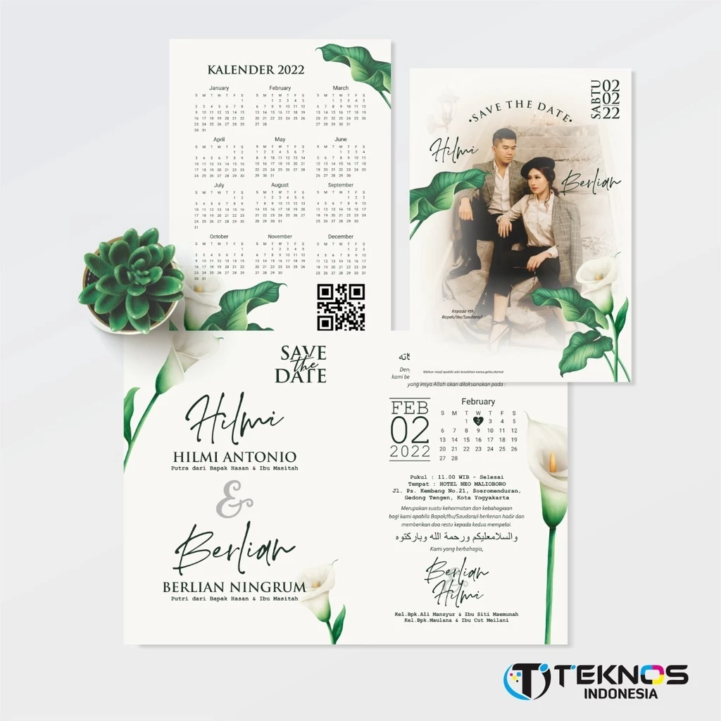 UNDANGAN PERNIKAHAN GLOSSY FULL COLOUR ELEGANT - WEDDING INVITATION - Gambar 2
