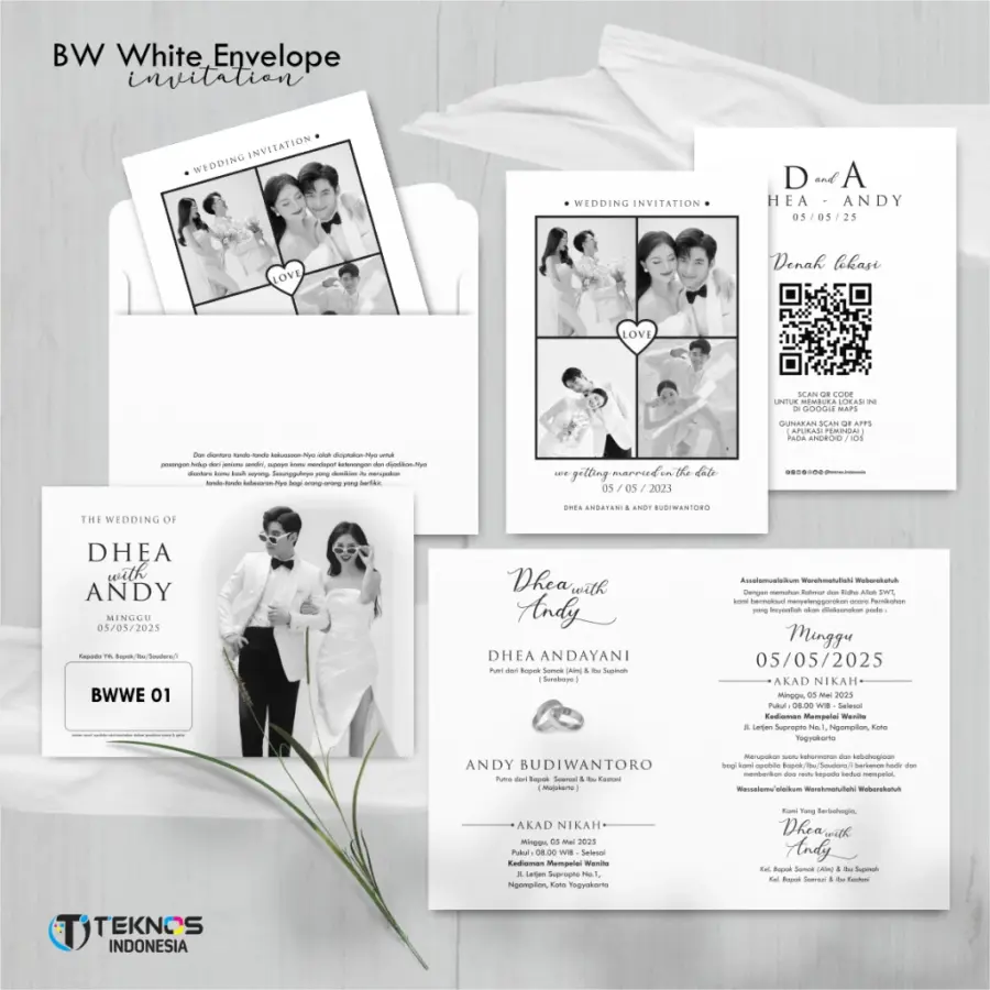 CETAK AMPLOP PERNIKAHAN FOTO BW ELEGAN - AMPLOP BWWE